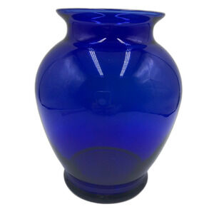 Cobalt Blue Glass Vase Tabletop Shelf Decor Collectible Medium Size Accent Piece